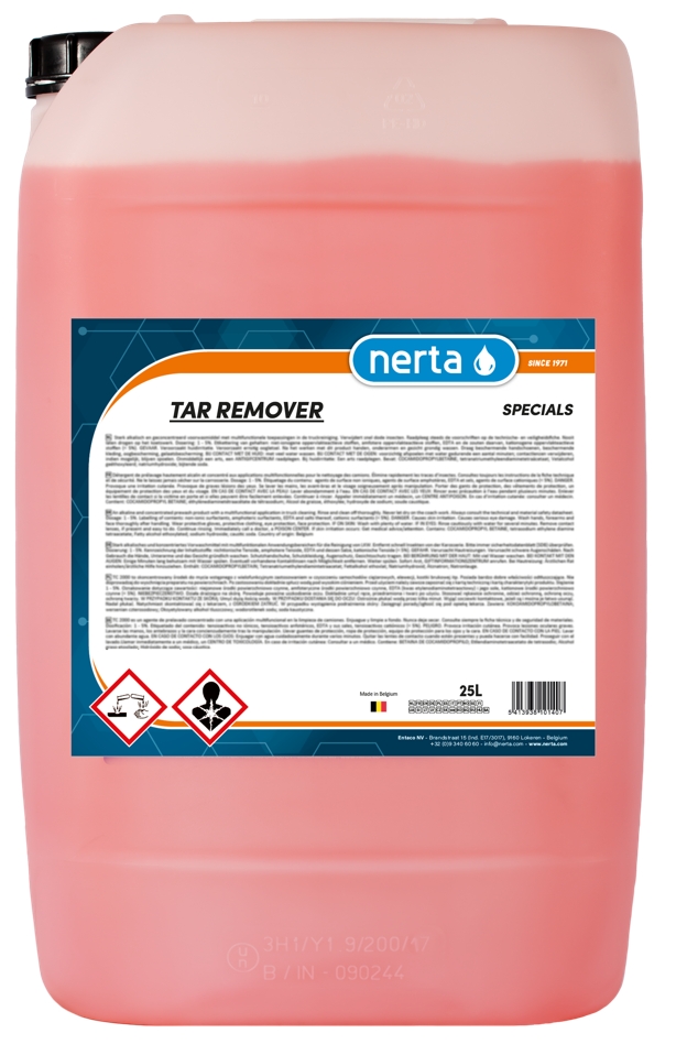 NERTA TAR REMOVER er et konsentrert avfettingsmiddel som fjerner tjære og asfalt.