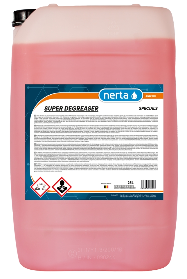 NERTA SUPER DEGREASER er et allsidig rensemiddel for løsemidler
